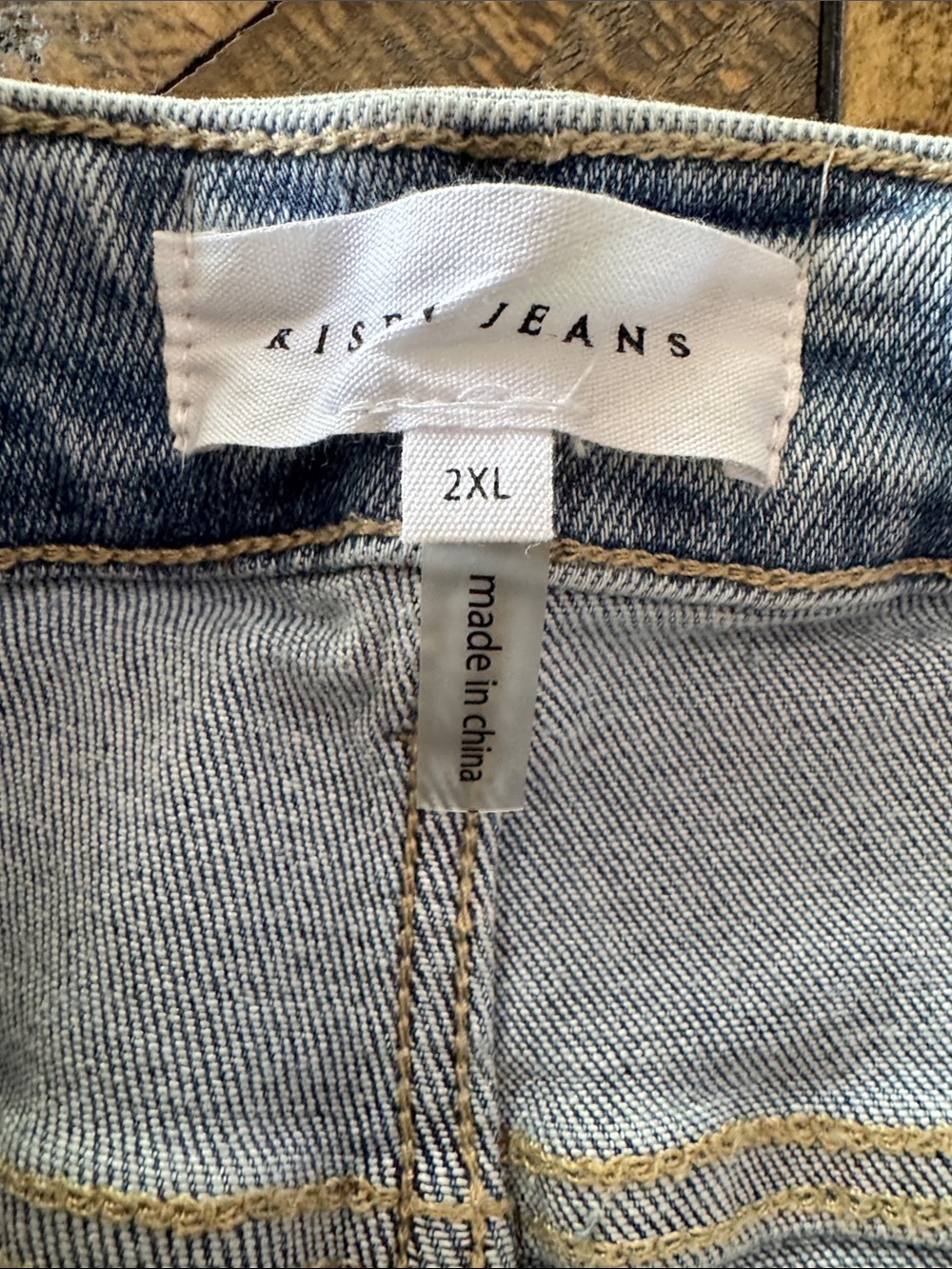 Risen Sequin Light Wash Distressed Denim Jeans Size 2XL - Picture 6 of 11